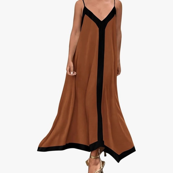 PrettyGarden Dresses & Skirts - Pretty Garden Flowy Brown and Black Maxi Dress
